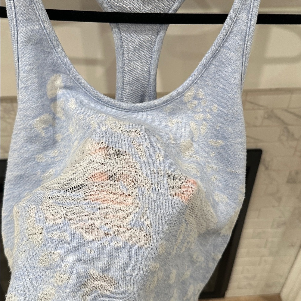 ALO Yoga Light Blue distressed racer back Tank Top 2 for $20 - Picture 4 of 7